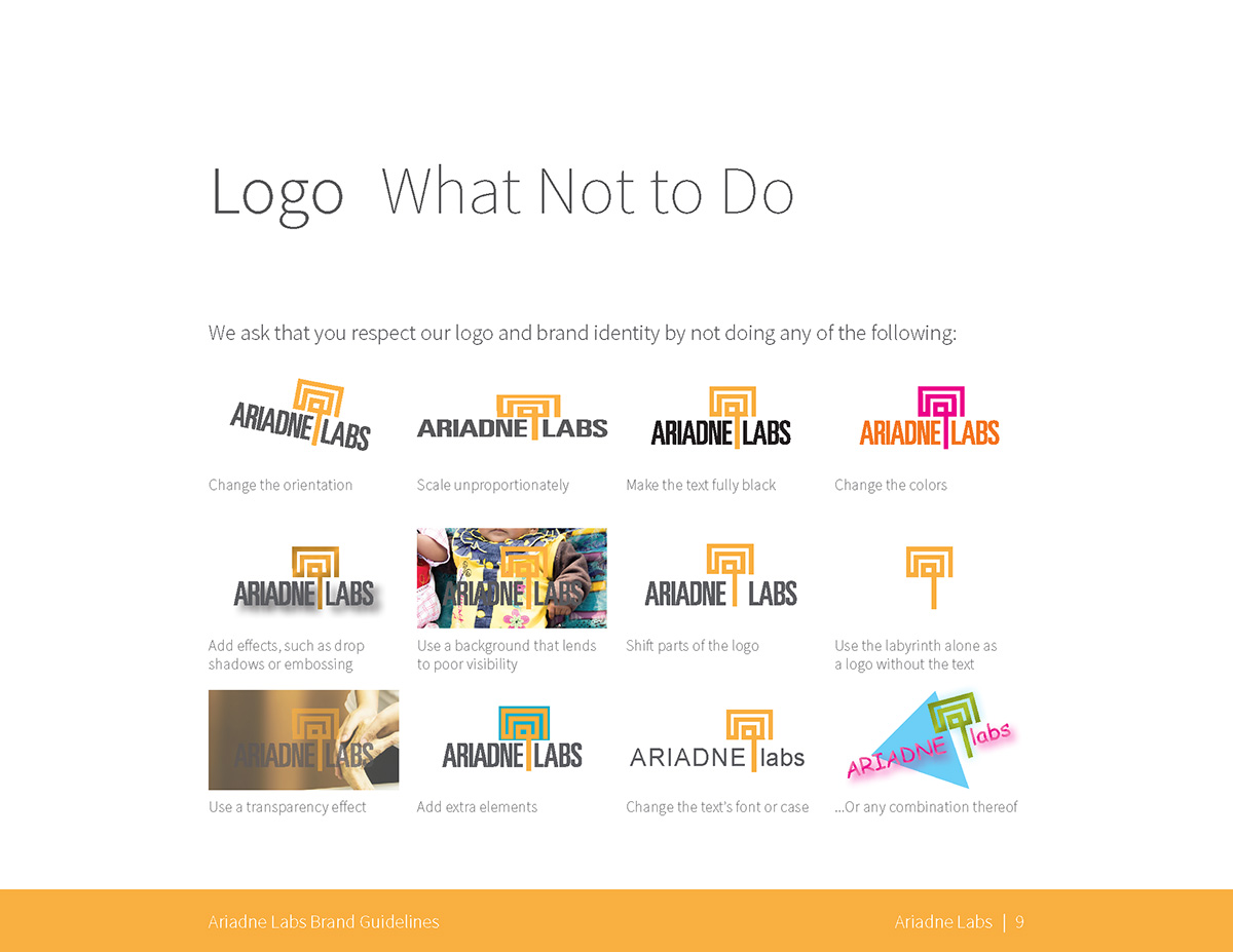Logo: What Not to Do, examples of poor logo usage